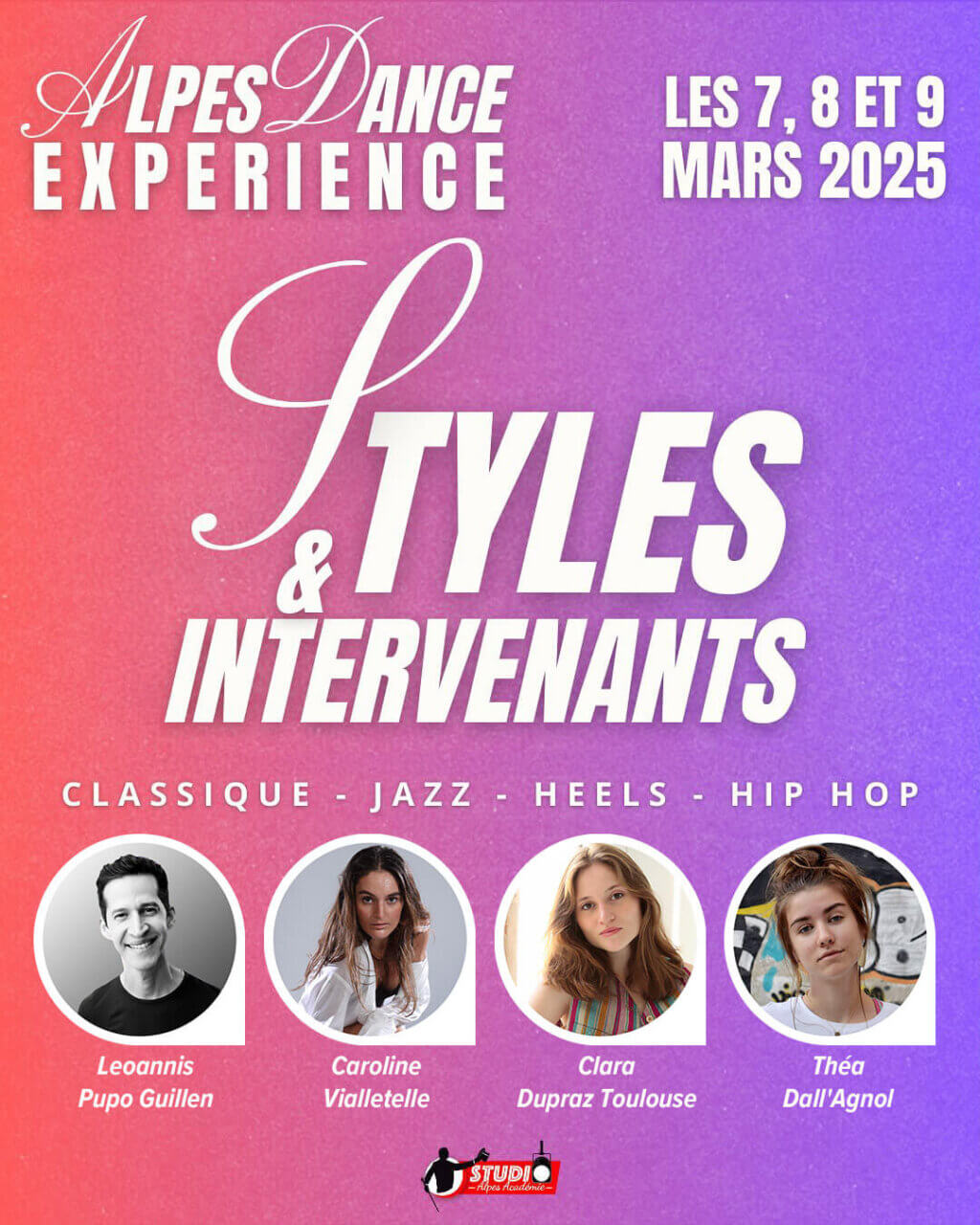 Stages de dans les 7, 8 et 9 mars 2025 au STUDIO Alpes Académie à Chambéry